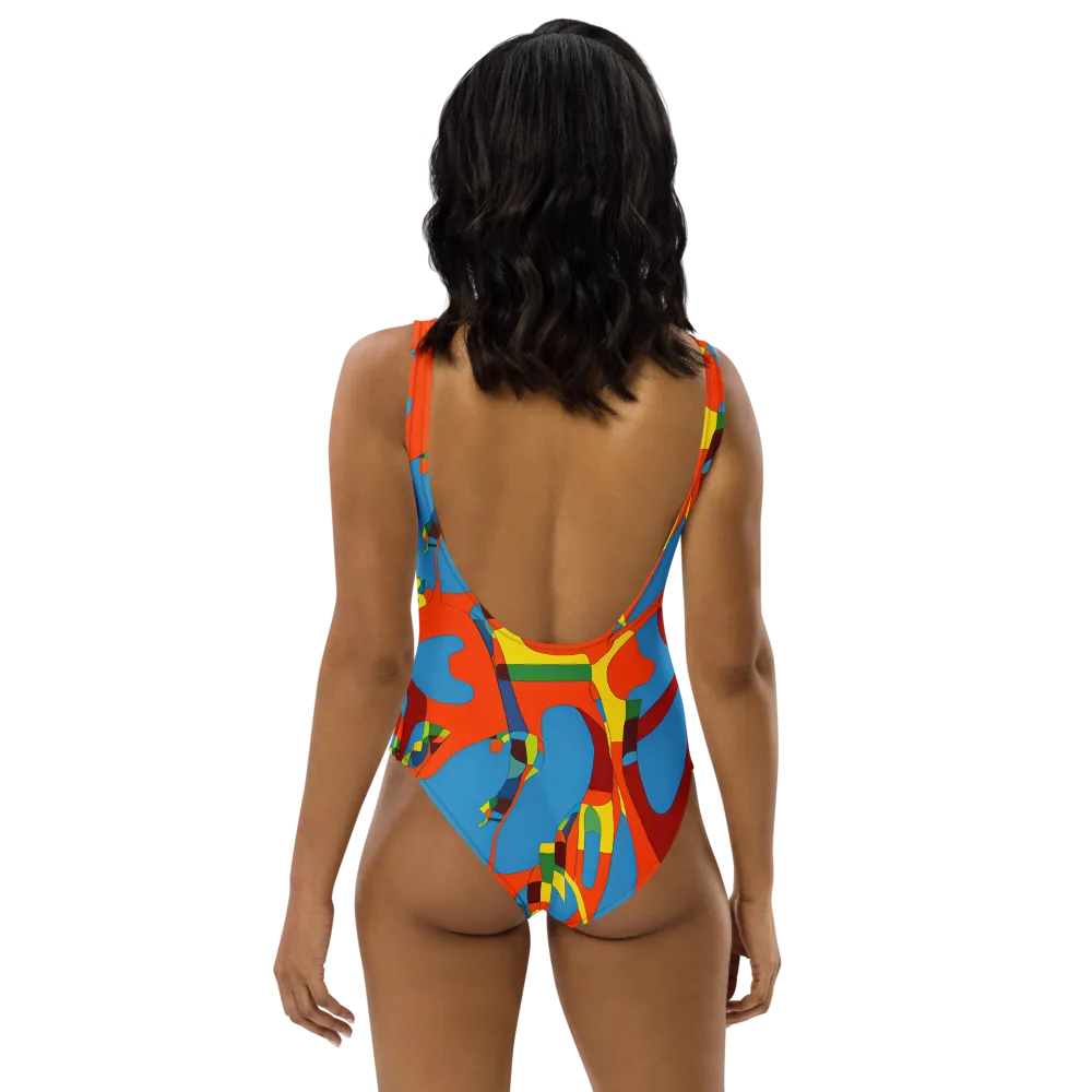 Fire Ocean Fusion on One-Piece Swimsuit — Back