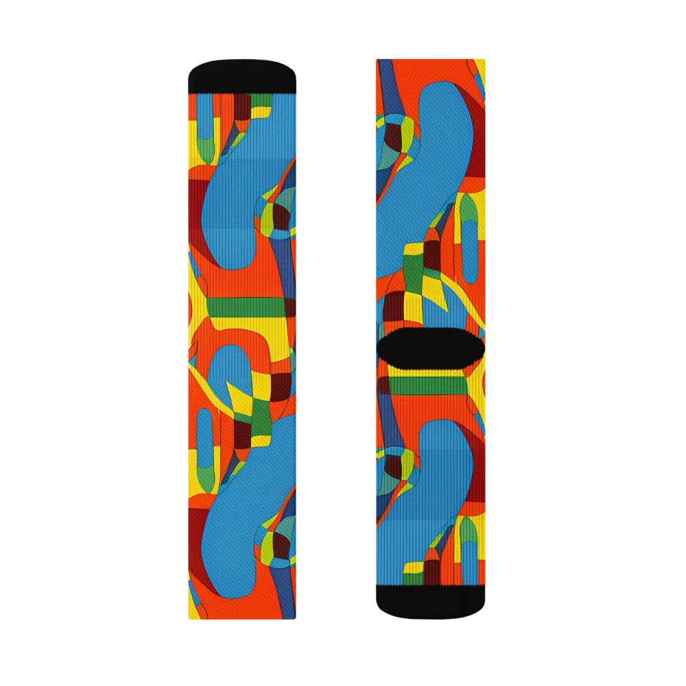 Fire Ocean Fusion on Socks — Right Sock