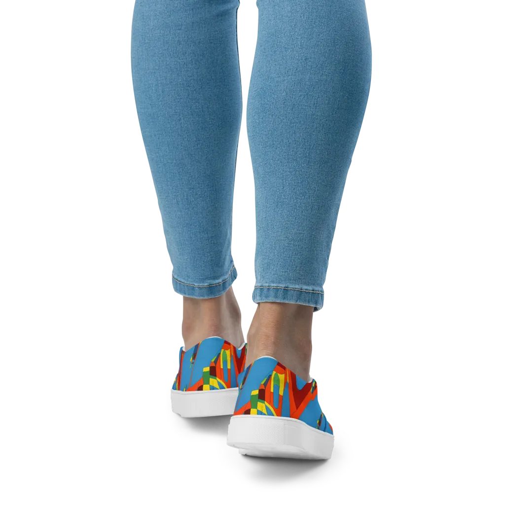 Fire Ocean Fusion on Women's Slip-On Canvas Shoes — Back