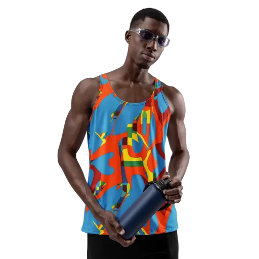 Fire Ocean Fusion on a Men's Tank Top