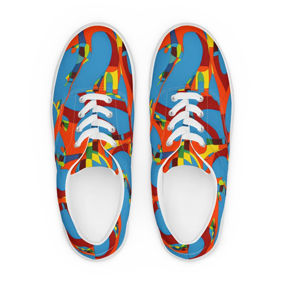 Fire Ocean Fusion on Men's Lace-Up Canvas Shoes — Front