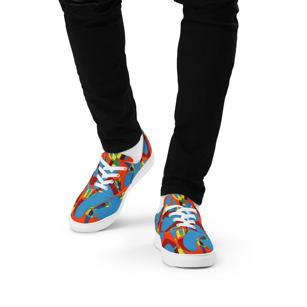Fire Ocean Fusion on Men's Lace-Up Canvas Shoes — Front