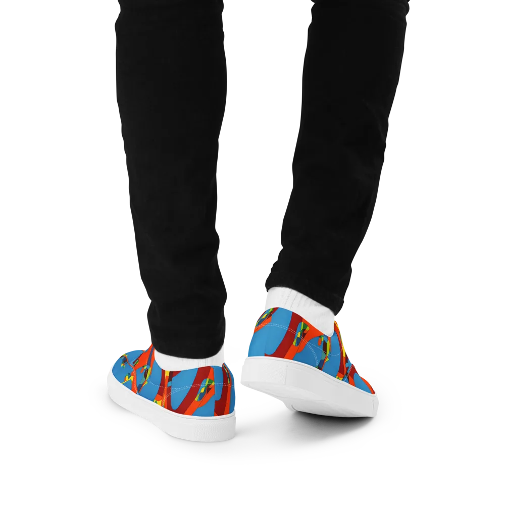 Fire Ocean Fusion on Men's Lace-Up Canvas Shoes — Back