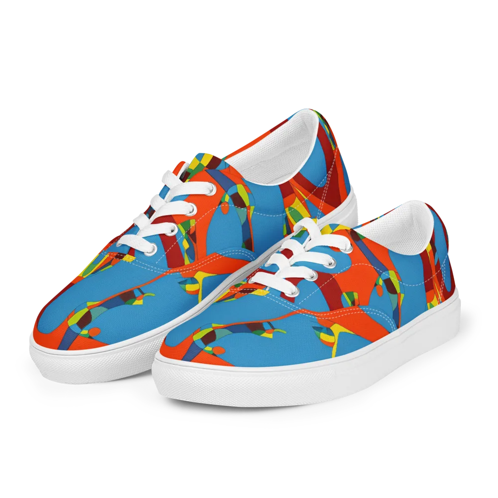 Fire Ocean Fusion on Men's Lace-Up Canvas Shoes — Left Front