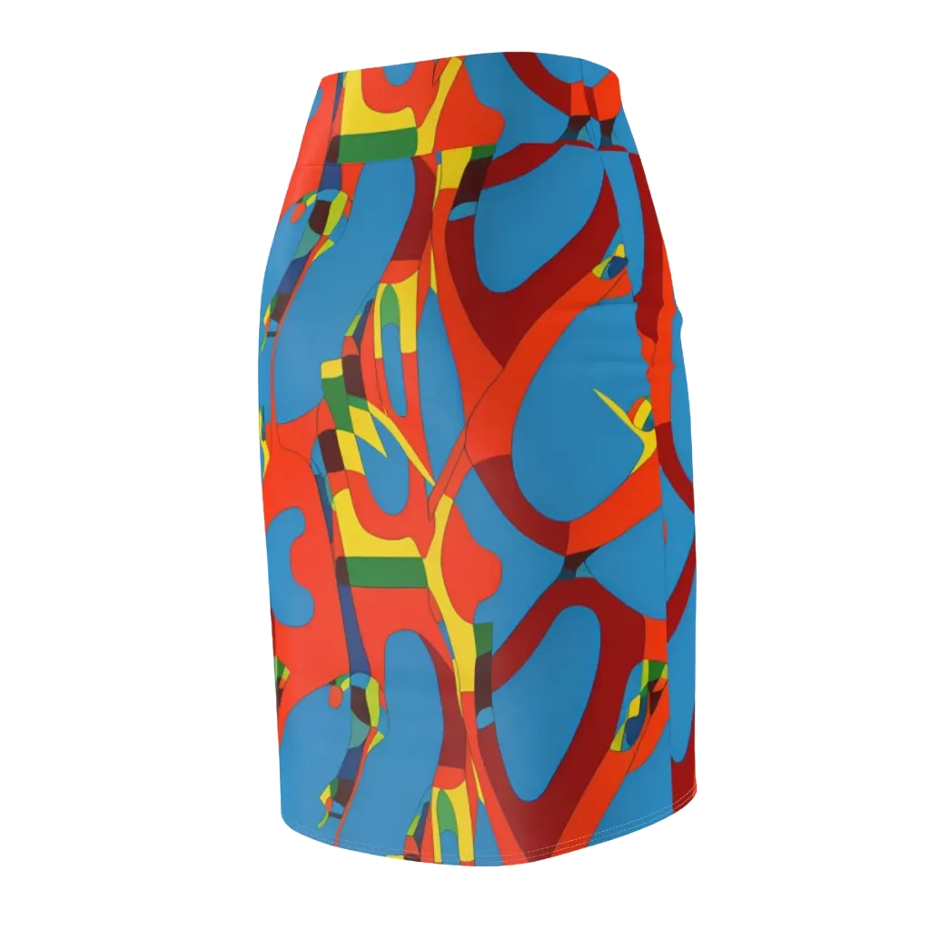Fire Ocean Fusion on Pencil Skirt — Back Side