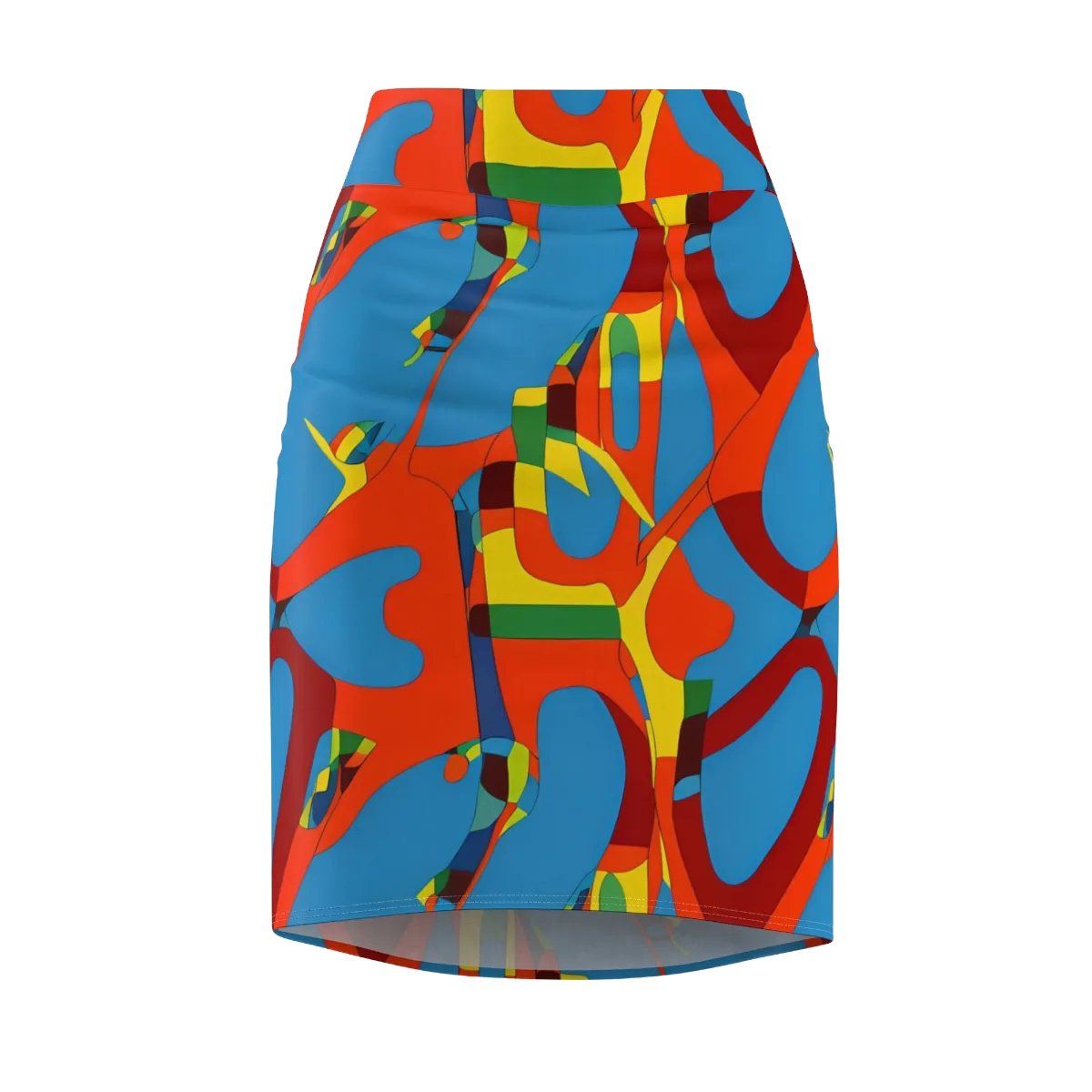 Fire Ocean Fusion on Pencil Skirt — Front
