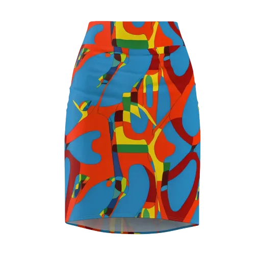Fire Ocean Fusion on a Pencil Skirt