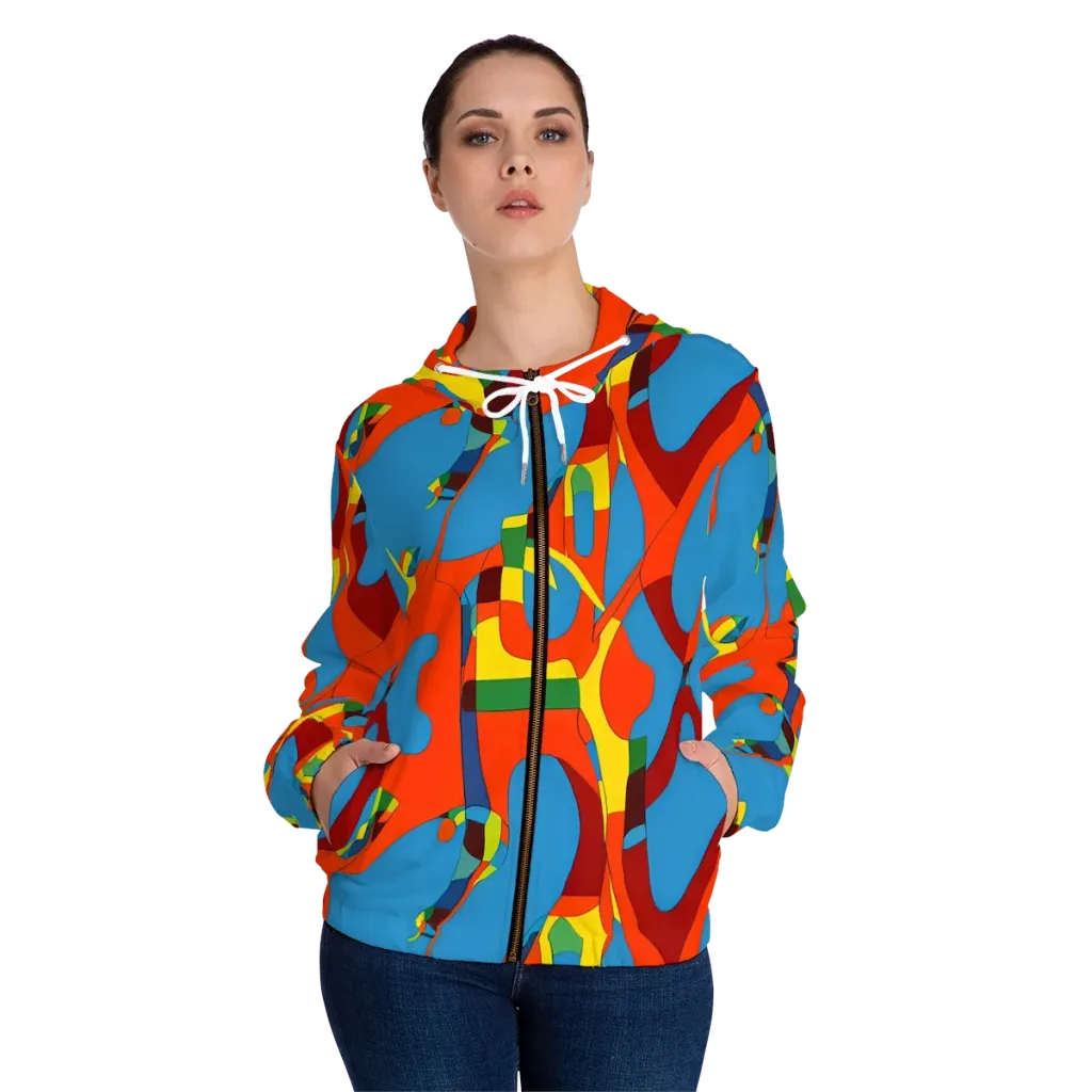 Fire Ocean Fusion on Women's Full-Zip Hoodie — Front On Person