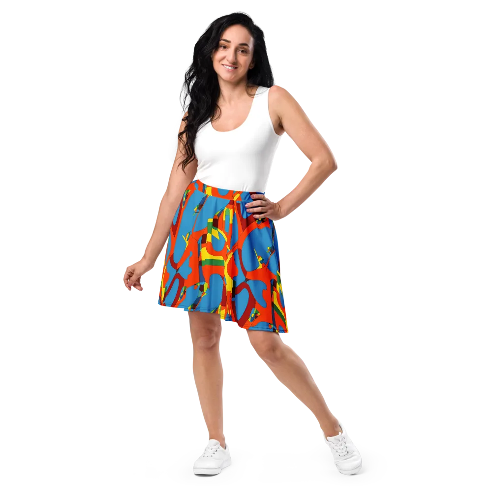 Fire Ocean Fusion on Skater Skirt — Front