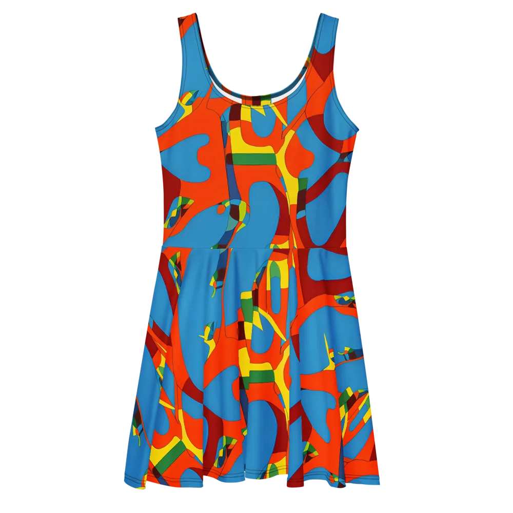 Fire Ocean Fusion on Skater Dress — Front