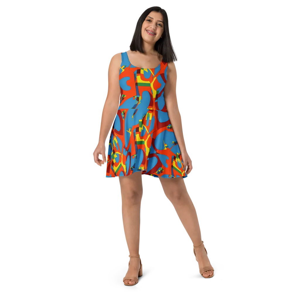 Fire Ocean Fusion on Skater Dress — Front