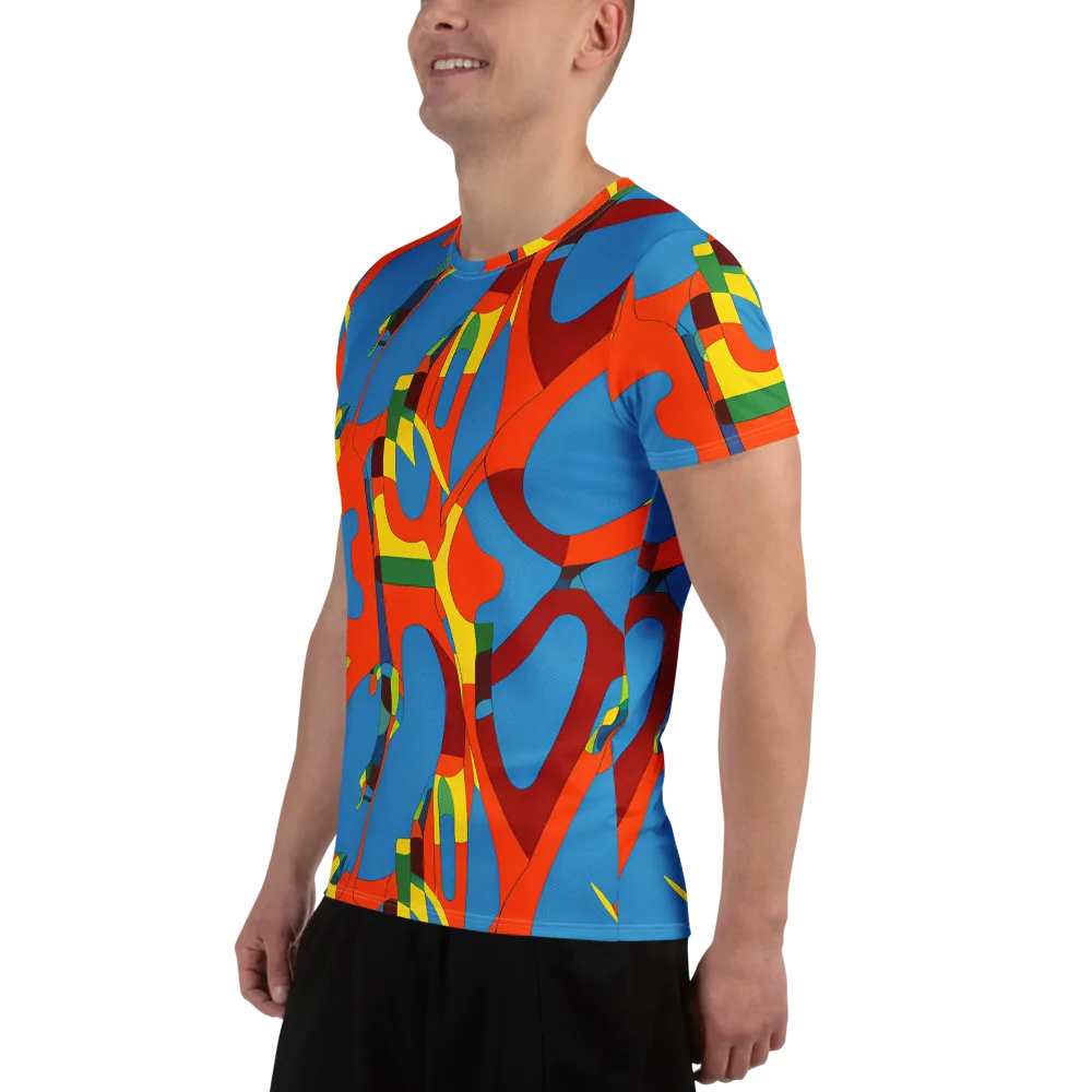 Fire Ocean Fusion on Men's Athletic T-Shirt — Left