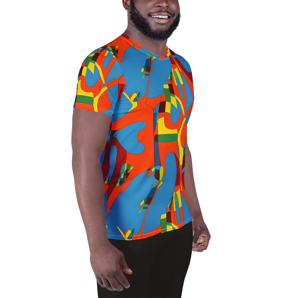 Fire Ocean Fusion on Men's Athletic T-Shirt — Right
