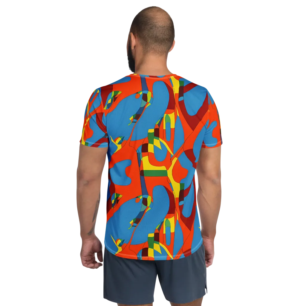 Fire Ocean Fusion on Men's Athletic T-Shirt — Back
