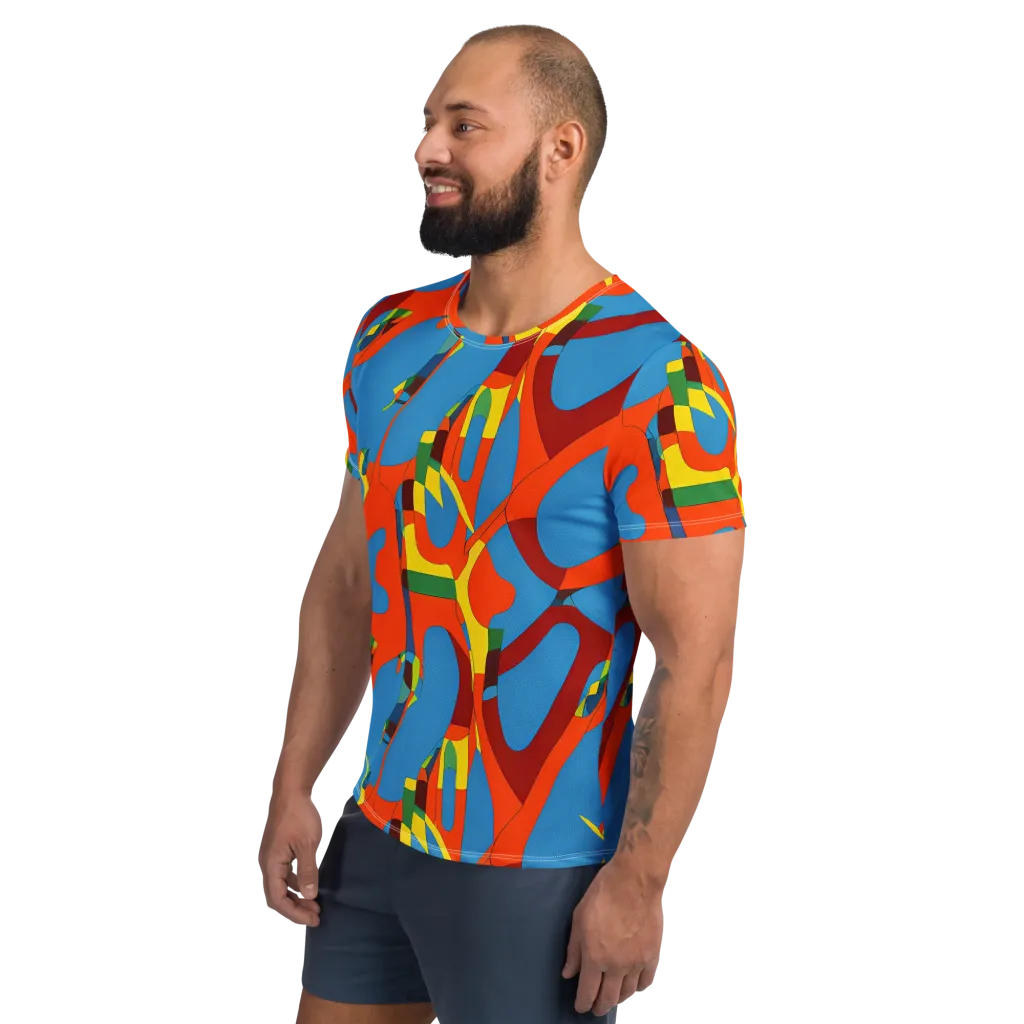 Fire Ocean Fusion on Men's Athletic T-Shirt — Left