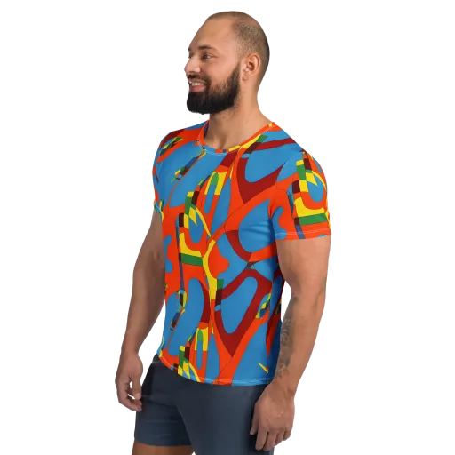 Fire Ocean Fusion on a Men's Athletic T-Shirt