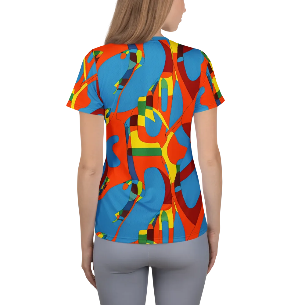 Fire Ocean Fusion on Women's Athletic T-Shirt — Back