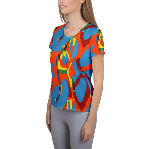 Fire Ocean Fusion on a Women's Athletic T-Shirt