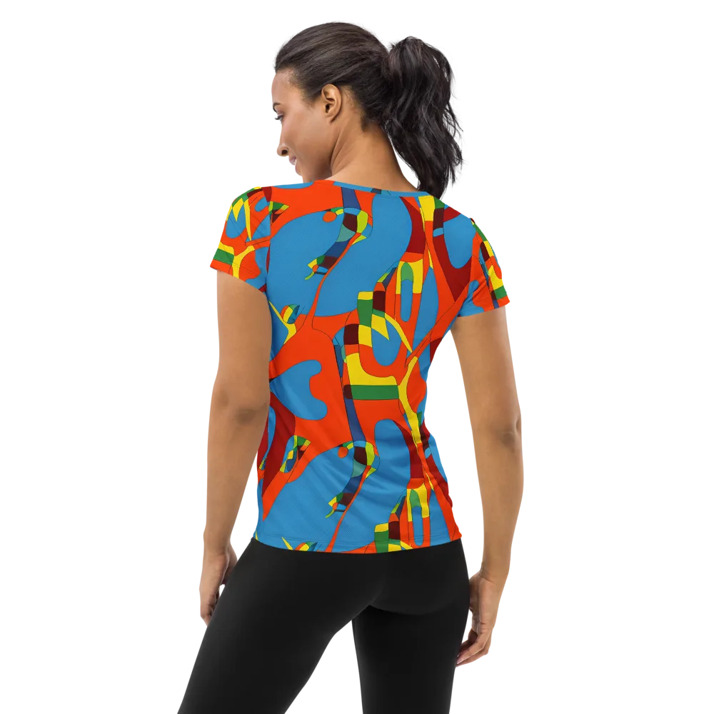 Fire Ocean Fusion on Women's Athletic T-Shirt — Back