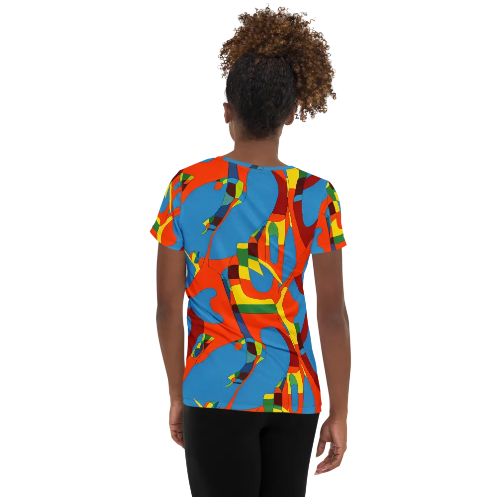 Fire Ocean Fusion on Women's Athletic T-Shirt — Back