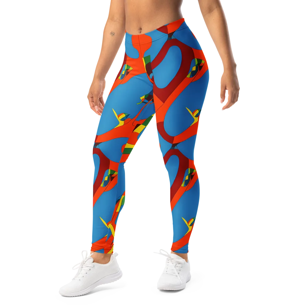 Fire Ocean Fusion on Leggings — Left Front