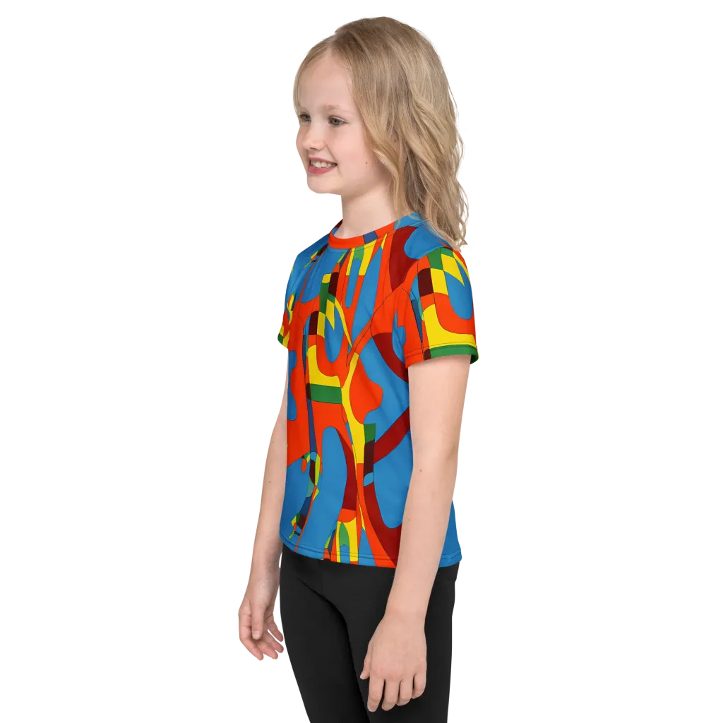 Fire Ocean Fusion on Kids Crew Neck T-Shirt — Left