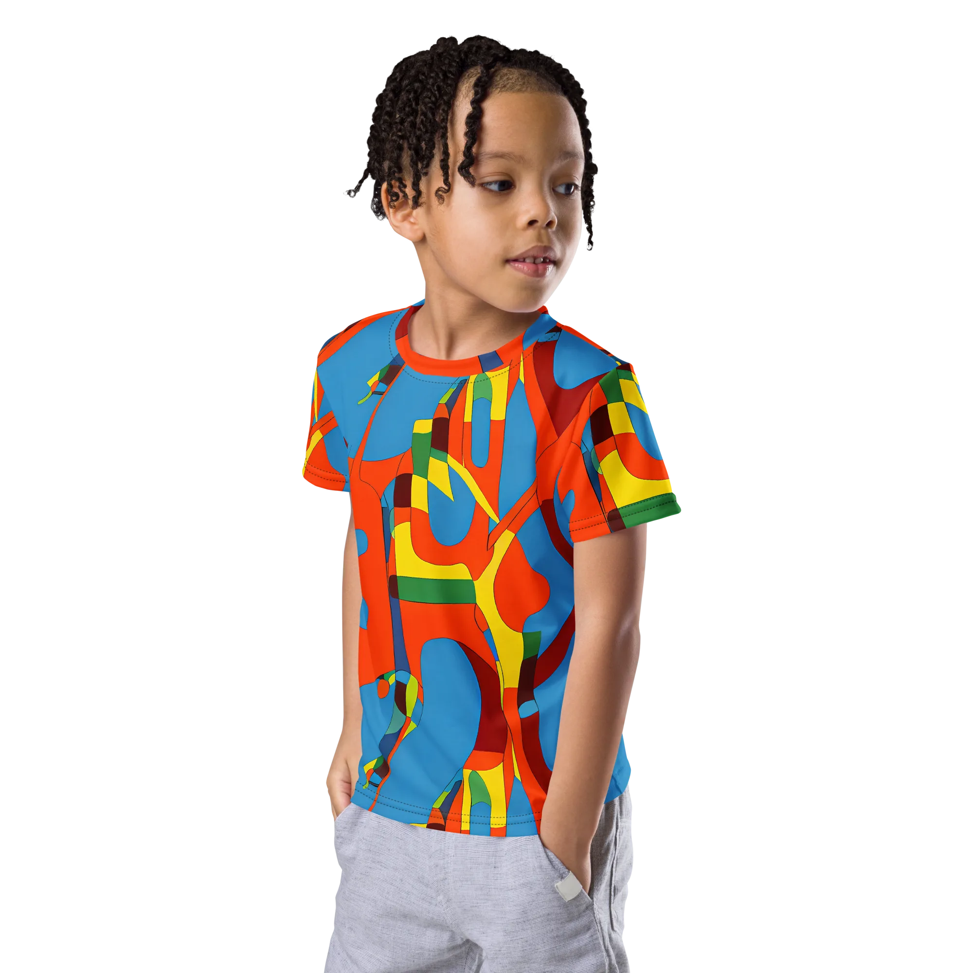 Fire Ocean Fusion on Kids Crew Neck T-Shirt — Left Front