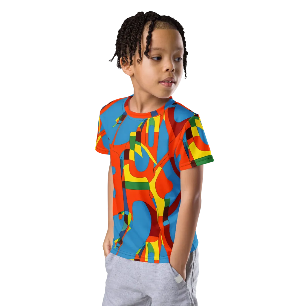 Fire Ocean Fusion on Kids Crew Neck T-Shirt — Left Front