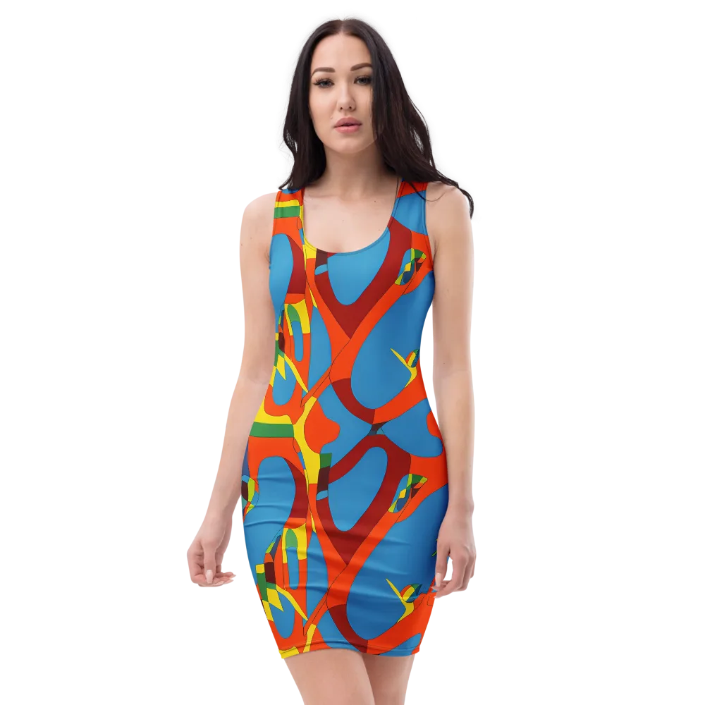 Fire Ocean Fusion on Bodycon Dress — Front