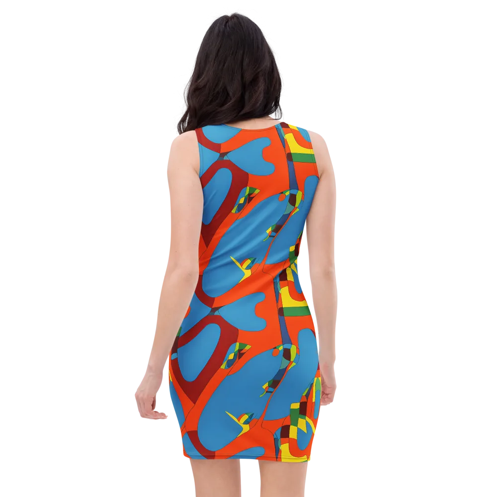 Fire Ocean Fusion on Bodycon Dress — Back