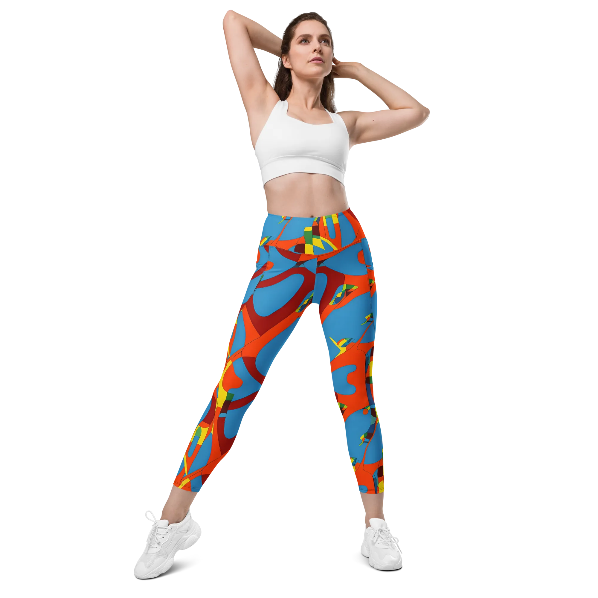 Fire Ocean Fusion on Leggings with Pockets — Front