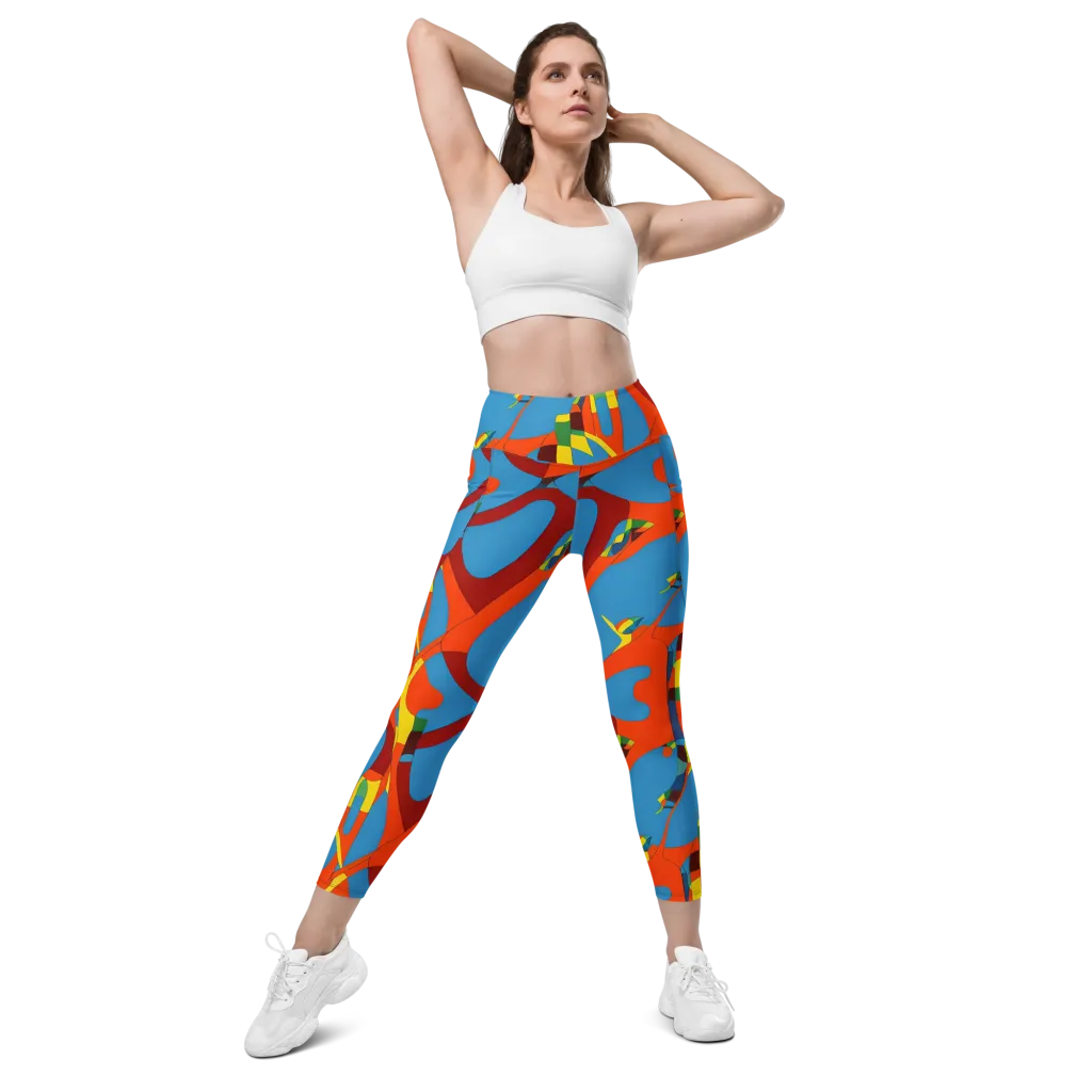 Fire Ocean Fusion on Leggings with Pockets — Front