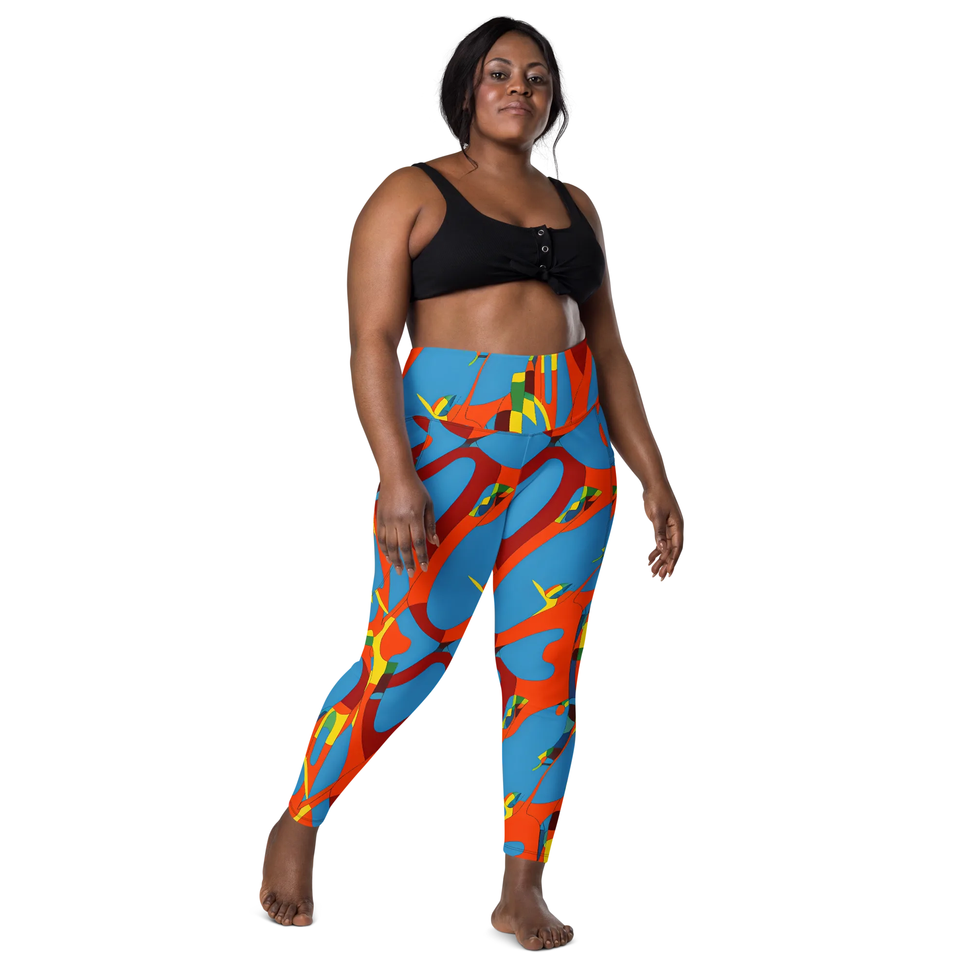 Fire Ocean Fusion on Leggings with Pockets — Front