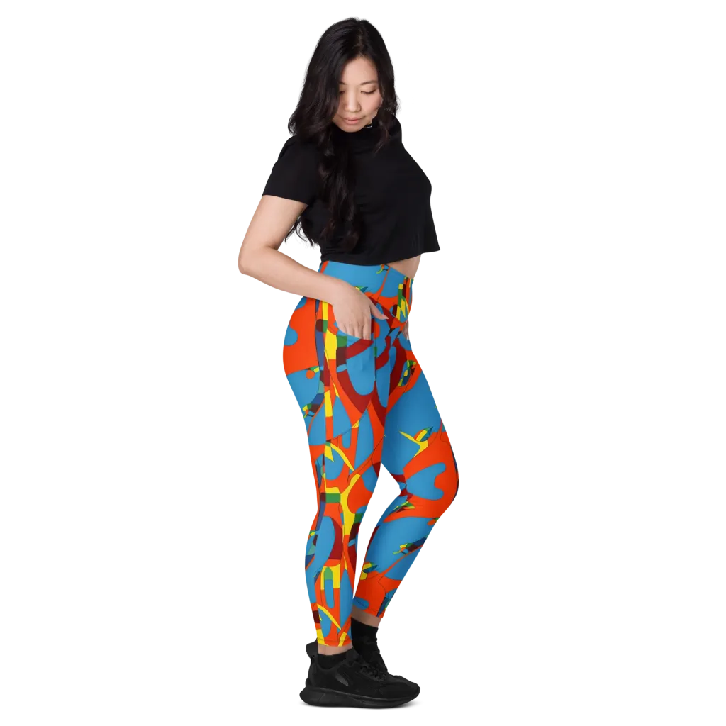 Fire Ocean Fusion on Leggings with Pockets — Right
