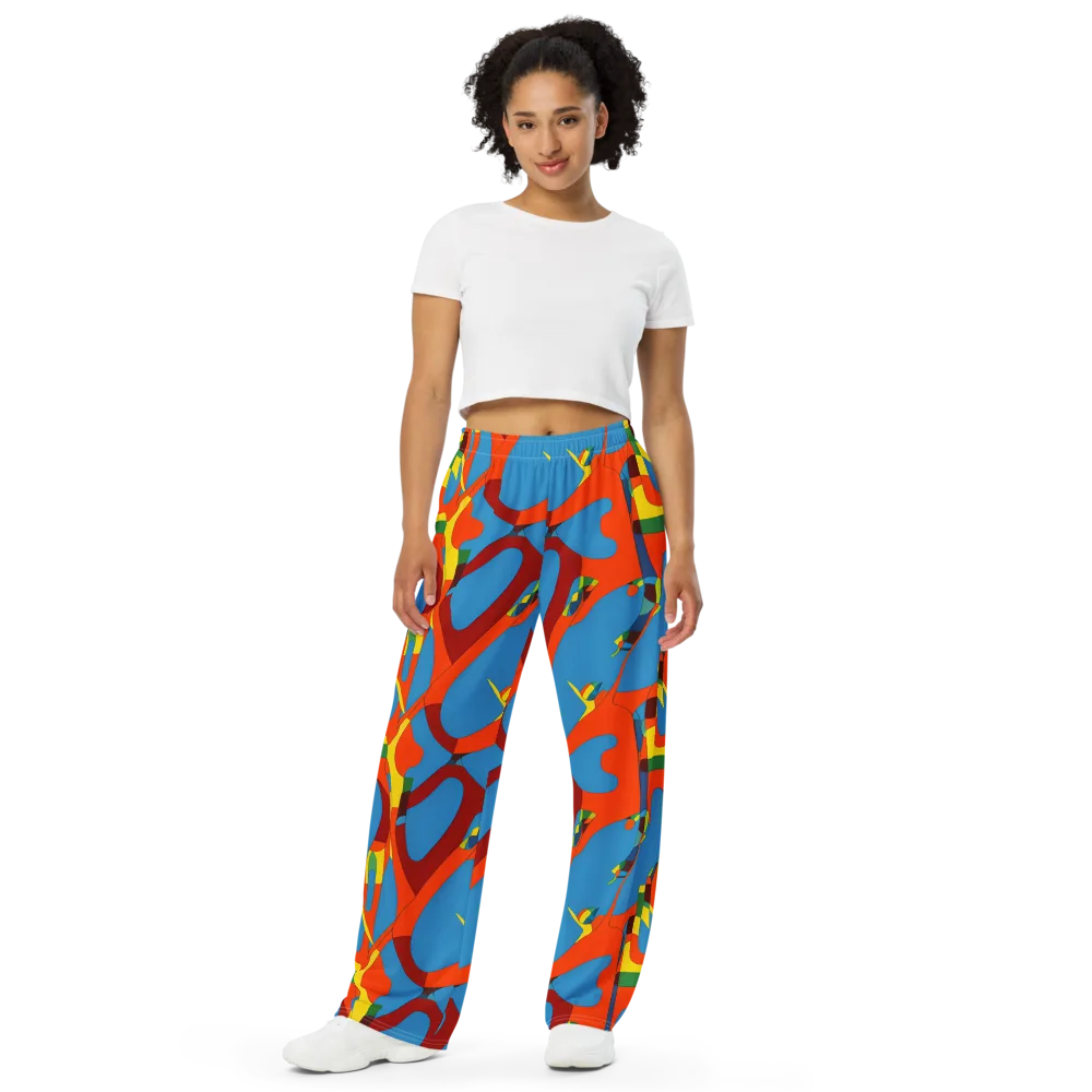 Fire Ocean Fusion on Wide-Leg Pants — Front