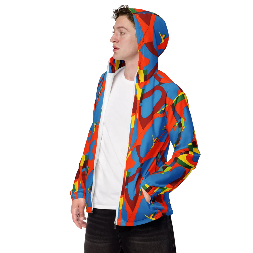 Fire Ocean Fusion on Men's Windbreaker — Left Front