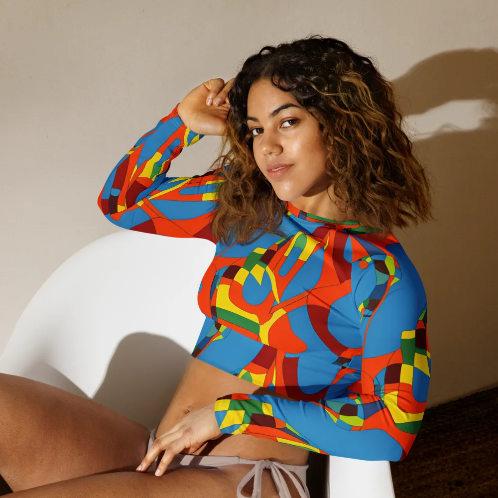 Fire Ocean Fusion on Long Sleeve Crop Top — Left Front