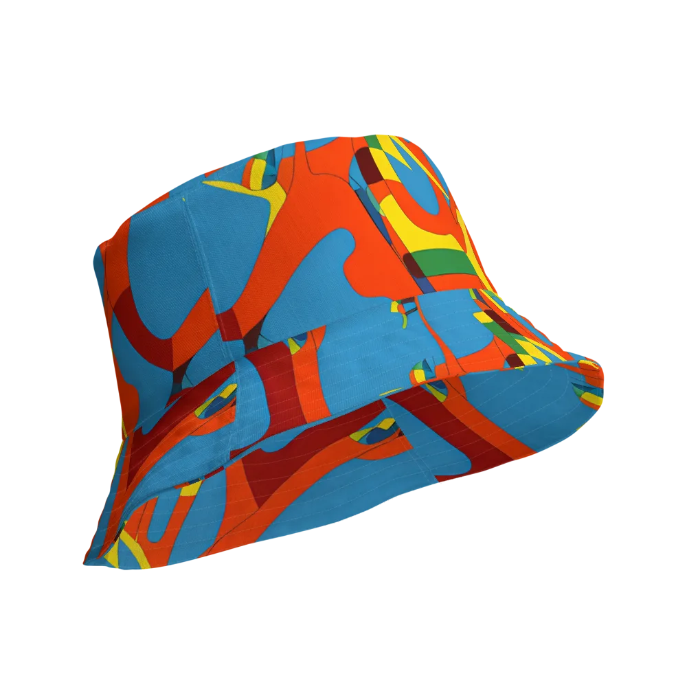 Fire Ocean Fusion on Reversible Bucket Hat — Product details Outside