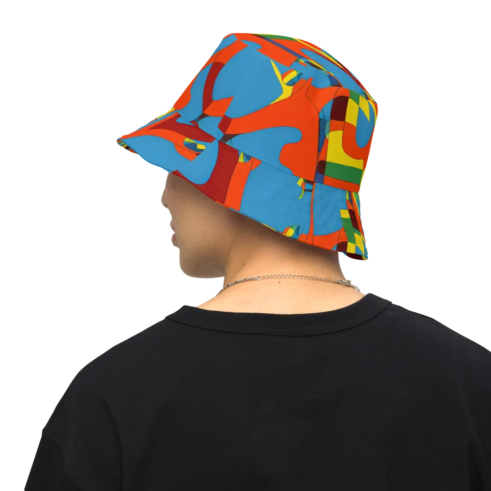 Fire Ocean Fusion on Reversible Bucket Hat — Back Inside