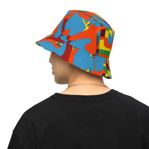 Fire Ocean Fusion on a Reversible Bucket Hat