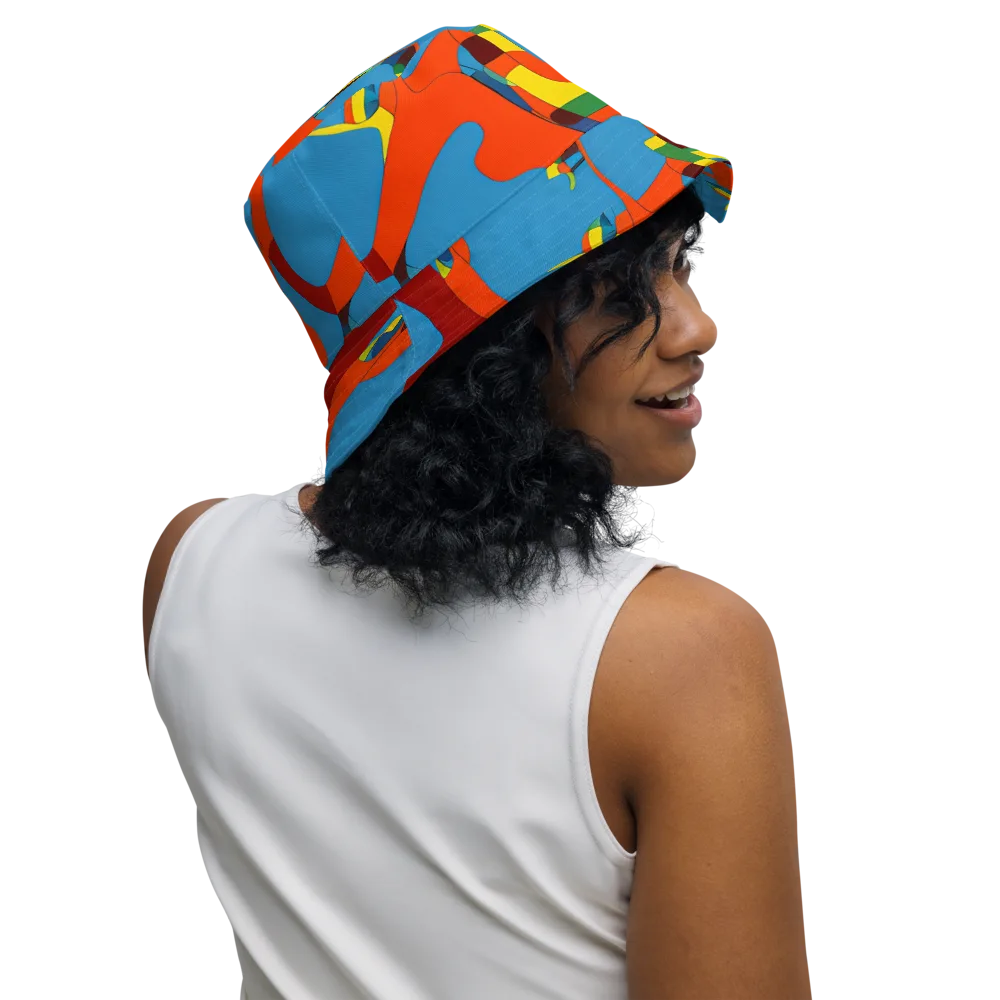Fire Ocean Fusion on Reversible Bucket Hat — Right Outside