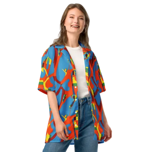 Fire Ocean Fusion on a Button Shirt
