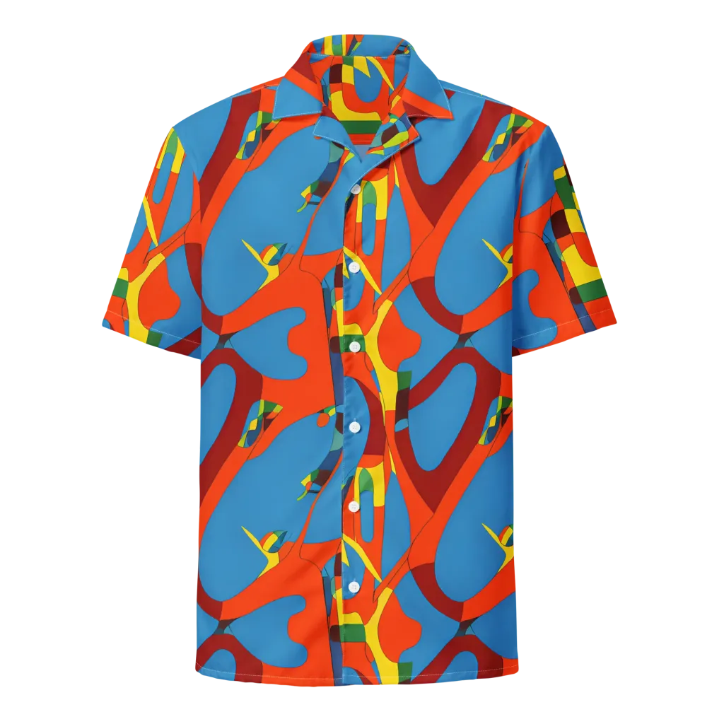 Fire Ocean Fusion on Button Shirt — Front