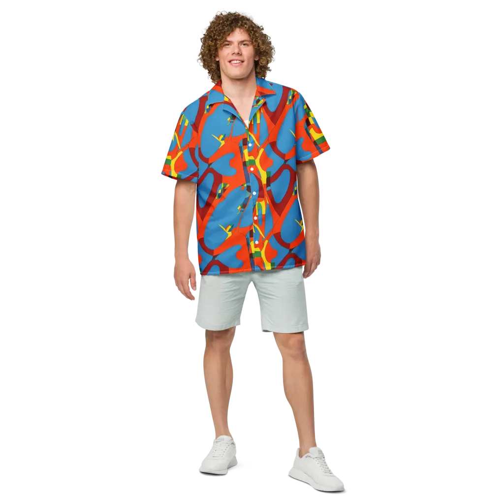 Fire Ocean Fusion on Button Shirt — Front