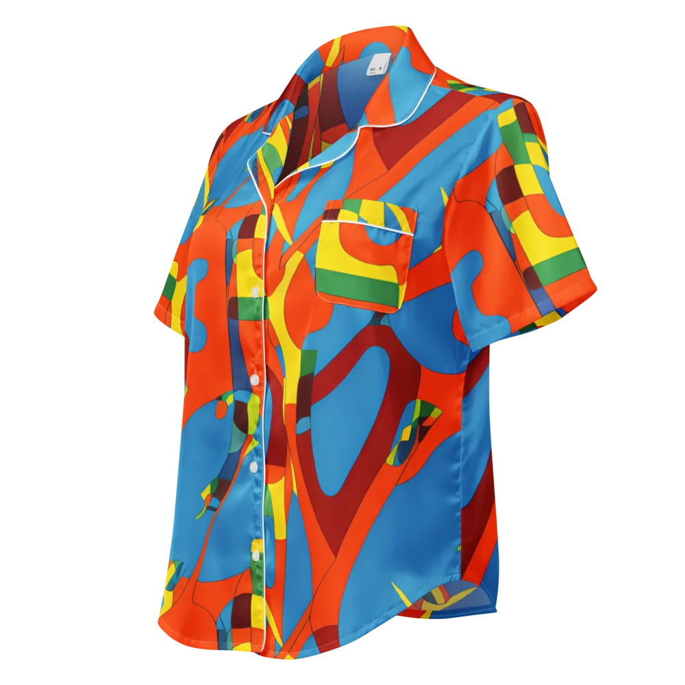Fire Ocean Fusion on Women's Short Sleeve Pajama Top — Left Front
