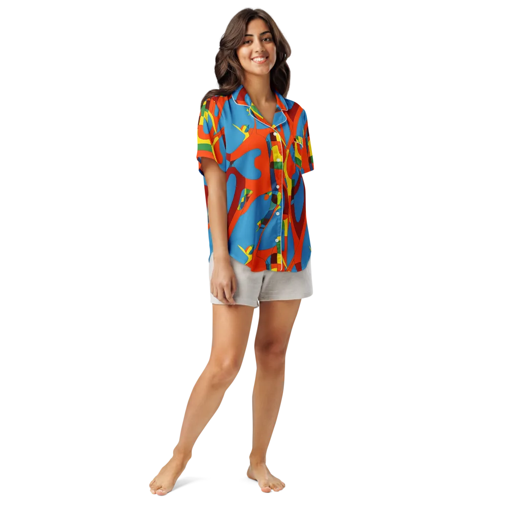 Fire Ocean Fusion on Women's Short Sleeve Pajama Top — Front