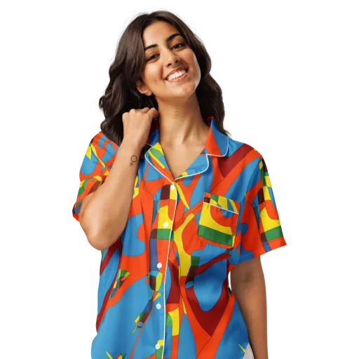 Fire Ocean Fusion on a Women's Short Sleeve Pajama Top