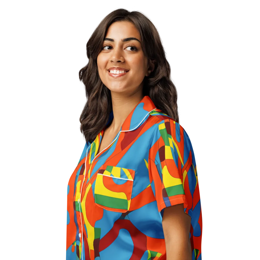 Fire Ocean Fusion on Women's Short Sleeve Pajama Top — Left Front