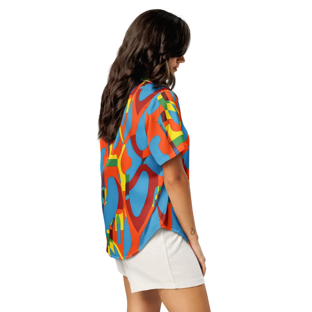 Fire Ocean Fusion on Women's Short Sleeve Pajama Top — Right Back