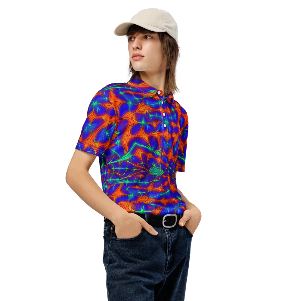 Nebula Tides on Men's Slim Fit Polo Shirt — Right Front